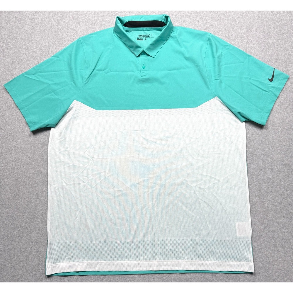 Nike Golf Mens XL Green White Rory McIlroy Major Moment Dri-Fit Polo 639919-405